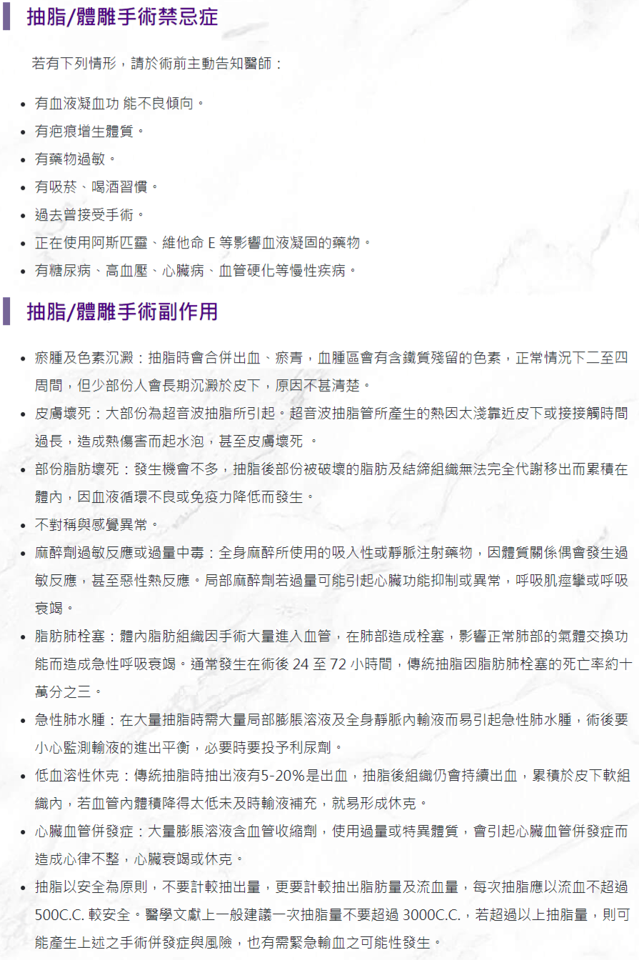 抽脂體雕手術衛教